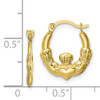 10KT Yellow Gold Hollow Claddagh Hoop Earrings