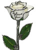 NEW Cream White "I Love You" Rose Trimmed in Platinum 