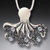 Rainbow Moonstone Silver Octopus Pendant  - 