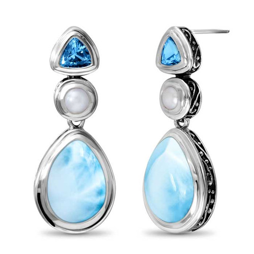 Azure Pear Larimar Earrings 