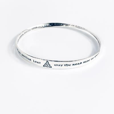 Guide Me Waking Sterling Silver Mobius Bangle Bracelet