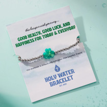 HOLY WATER "LUCKY SHAMROCK"  STRETCH BRACELET IN SILVER