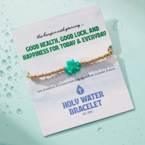 HOLY WATER "LUCKY SHAMROCK"  STRETCH BRACELET IN GOLD