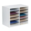 12 Comp. Wood Adjustable-Compartment Literature Organizer in Use