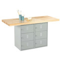 Forum Industrial Arts Two-Station Steel Workbench with 6 Horizontal Lockers