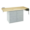 Forum Industrial Arts Two-Station Steel Workbench with 4 Lockers