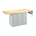 Forum Industrial Arts Two-Station Steel Workbench with 6 Vertical Lockers