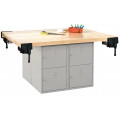 Forum Industrial Arts Four-Station Steel Workbench with 8 Lockers