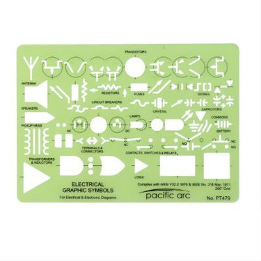 Stencil Simboli Elettrici 220x125 Mm – Per Schemi E Layout, In Plastica Trasparente Arancione