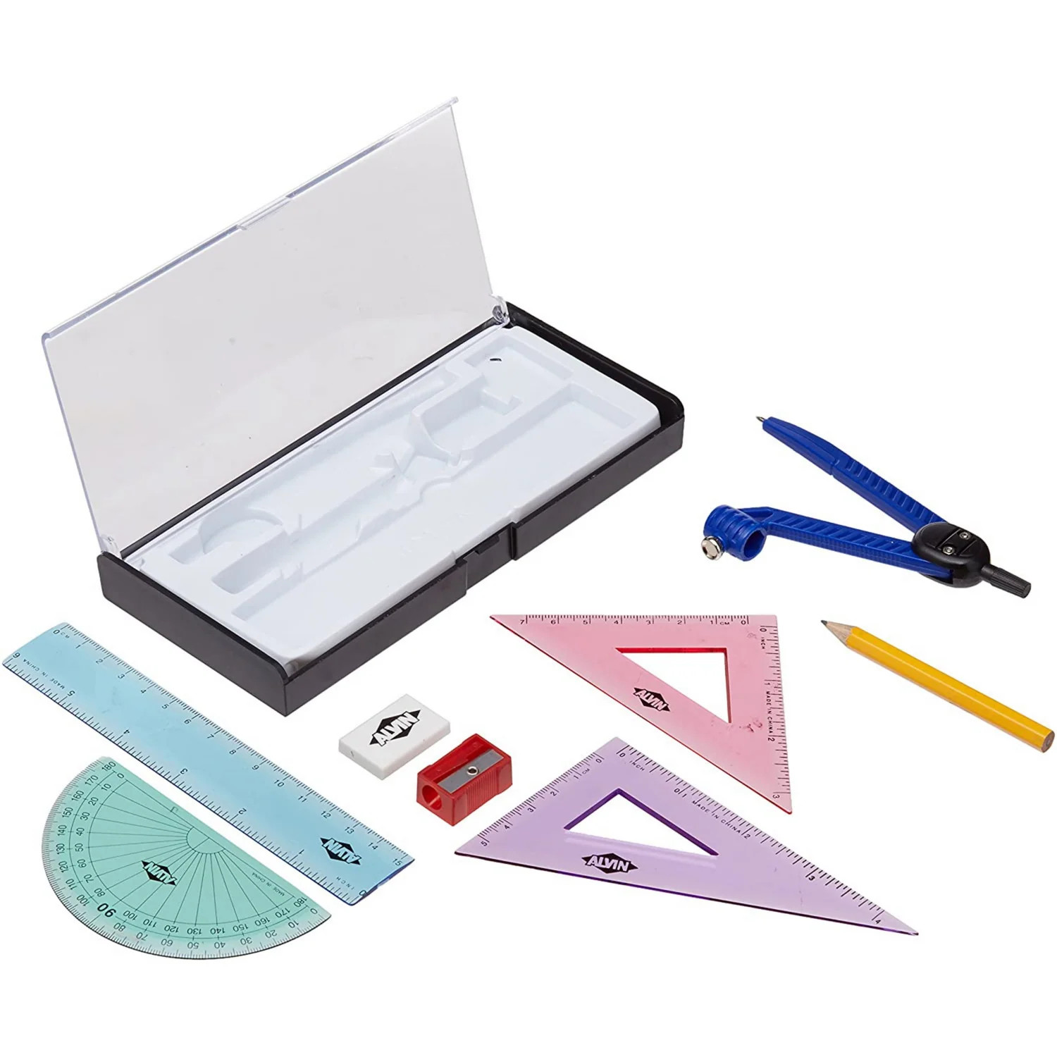 8-Piece Geometry Set with Compass - DEW Drafting Supplies