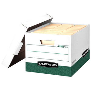 R-Kive White-Green Storage Boxes, LETTER/LEGAL, Carton of 12