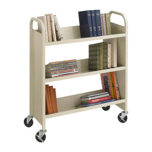Steel 3-Shelf Single-Sided Book Cart