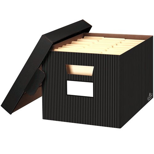 Stor/File Pinstripe Decorative Storage Box - LETTER/LEGAL, Carton of 4