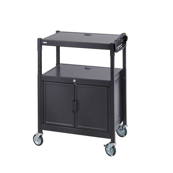 Steel Adjustable AV Cart with Cabinet