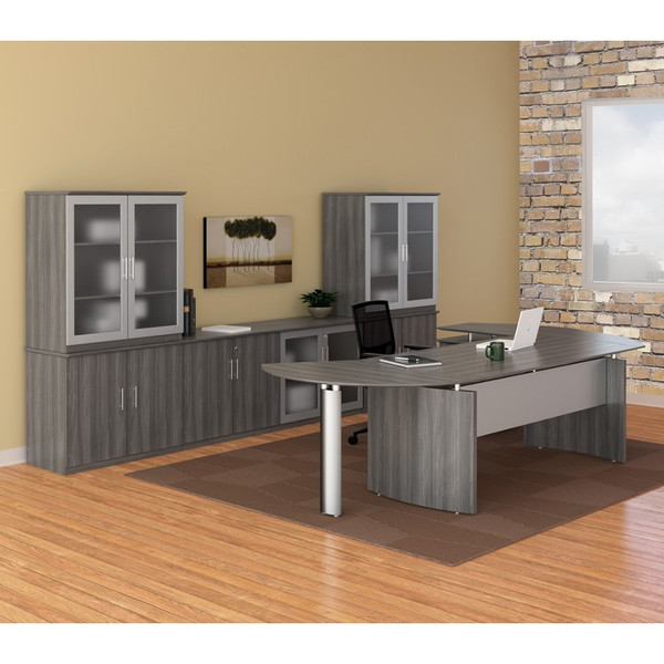 Medina Curved Desk Extension in Textured Sea Salt