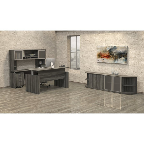 Medina Height-Adjustable Straight Front Desk in Gray Steel