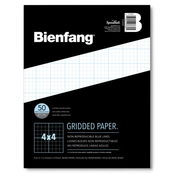 8.5" x 11" 4x4 Grid Bond Paper Pad