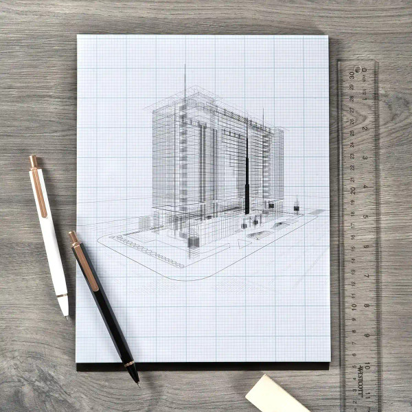 8.5" x 11" 10x10 Grid Bond Paper Pad
