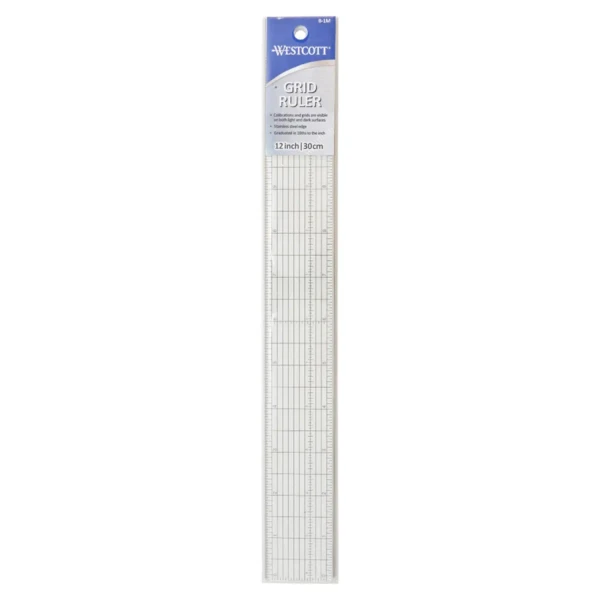 Grid Ruler with Metal Cutting Edge