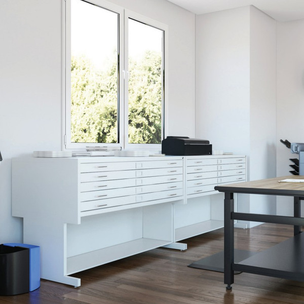 High Flat File Base with Bookshelf