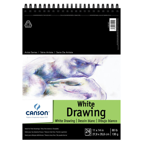 Pure White Wire-Bound Drawing Pad