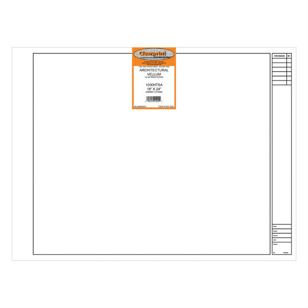 18 x 24 Vellum 1000HTSA Architectural Title Block - 100 Sheets