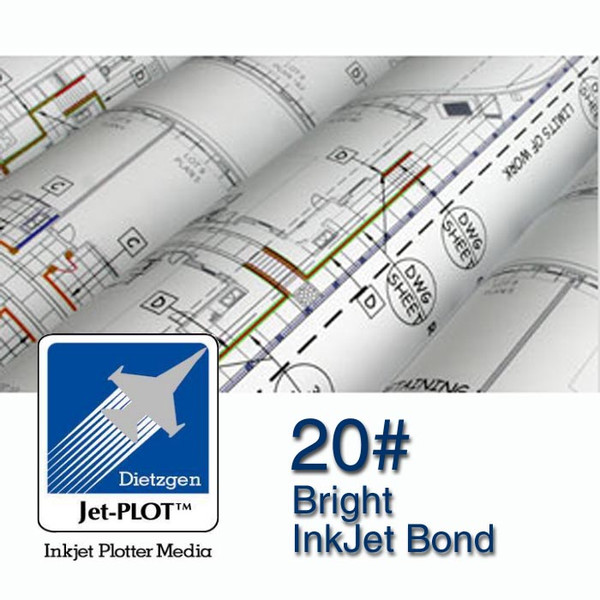 24"W - 20lb. High Brite Inkjet Bond Roll - 2" Core