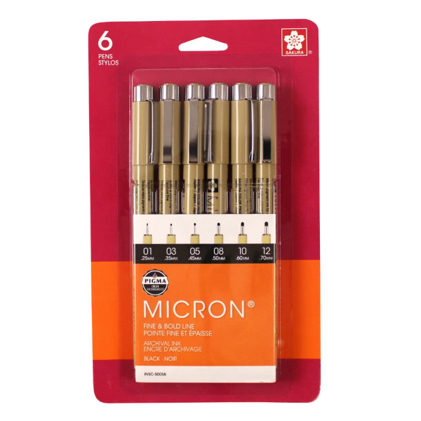 Pigma Micron 6-Pen Sets - Black