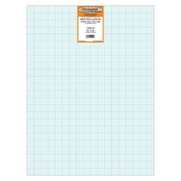 18 x 24 Vellum Sheets 1000H-8 - 8x8 Grid - 100-Sheet Pack