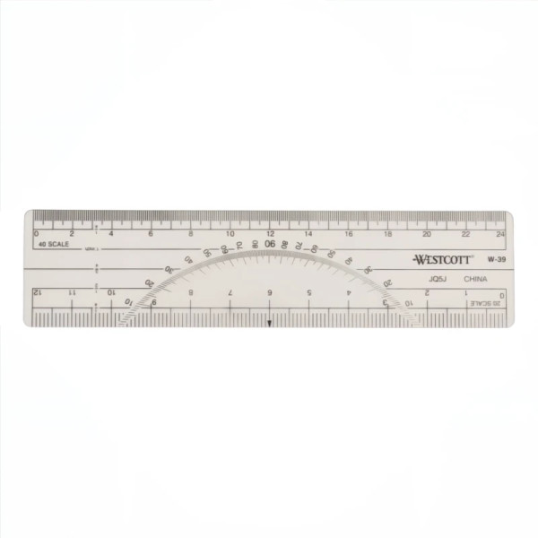 6" Protractor Ruler - 20 & 40 Parts to Inch