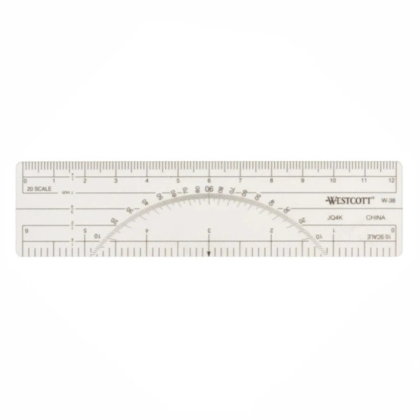 6" Protractor Ruler - 10 & 20 Parts to Inch