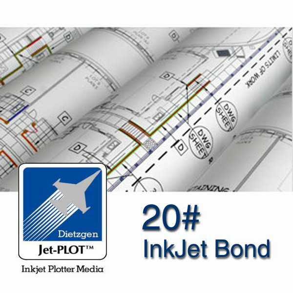 36"W Rolls - 20lb. InkJet Bond - 2" Core