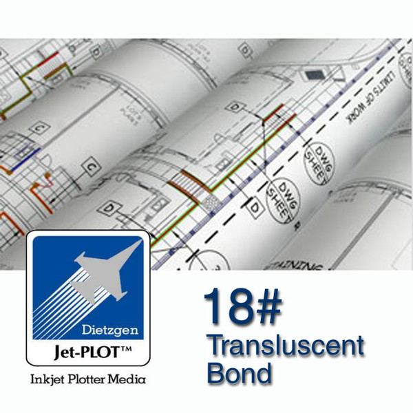 36"W Roll -  18lb. Transluscent Inkjet Bond - 2" Core