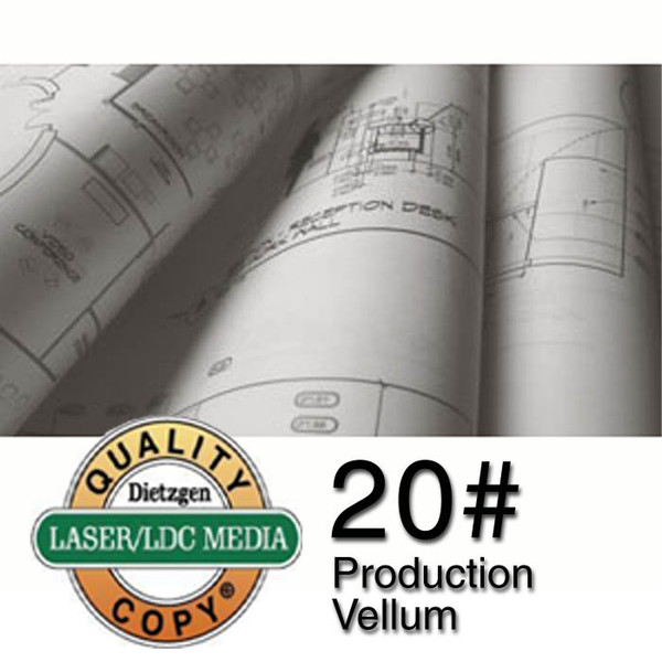 24" x 500' Roll - 20lb. Production Vellum - 3" Core
