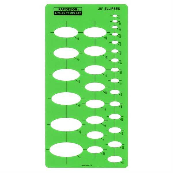 25-Degree Ellipse Template