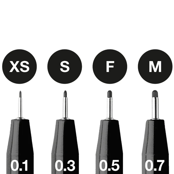 PITT Artist 4-Pen Set Black - (XS, S, F, M)