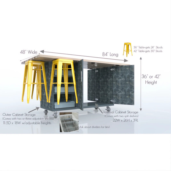 The "Ed8" Work Table with Butcher Block Top