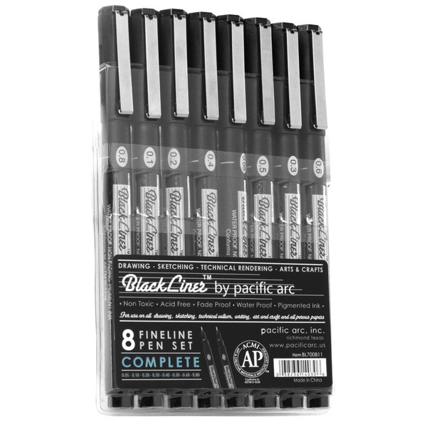 Blackliner Fineliners 8-Pen Set