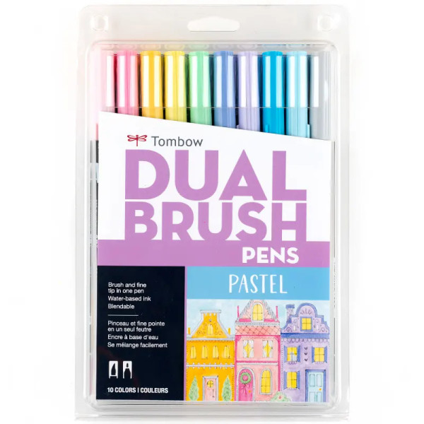 Dual Brush 10-Pen Set - Pastel Colors