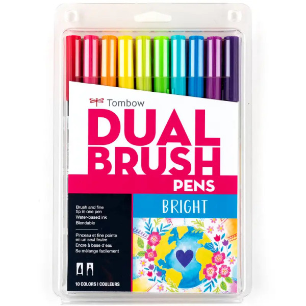Dual Brush 10-Pen Set - Bright Colors
