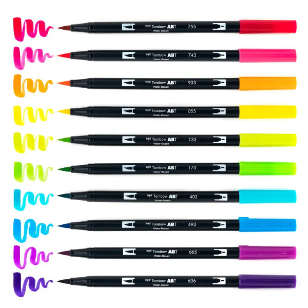 Dual Brush 10-Pen Set - Bright Colors