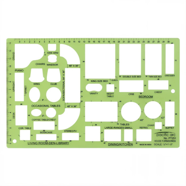 1/4" Scale House Furnishings Template