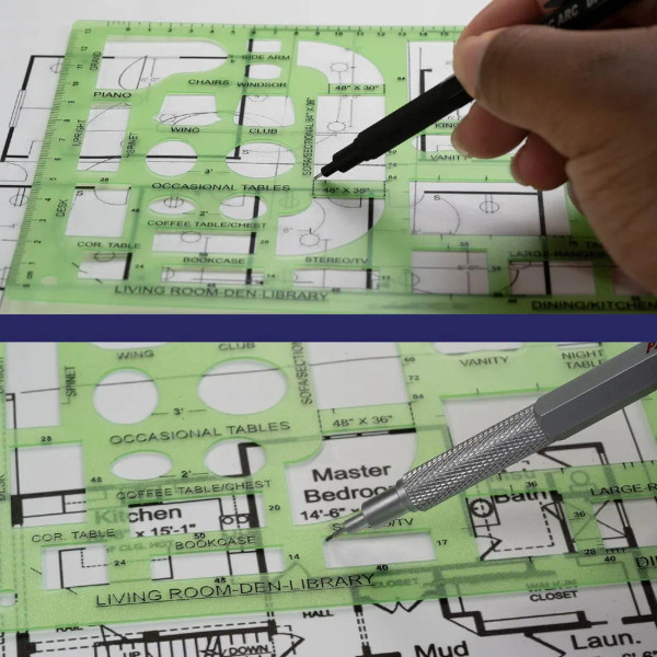 1/4" Scale House Furnishings Template