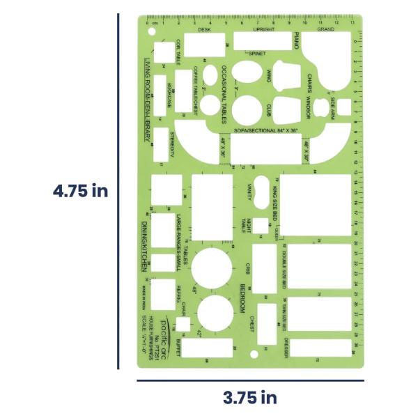1/4" Scale House Furnishings Template