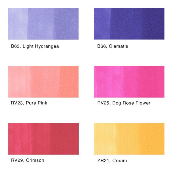 Sketch Marker 6-Color Set - Floral Favorites 2