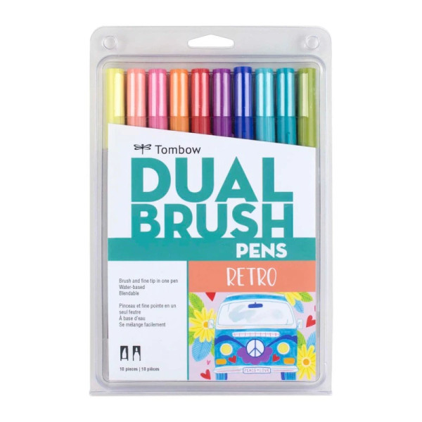Dual Brush 10-Pen Set - Retro Colors