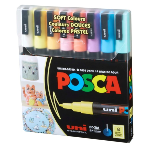 8-Color Paint Marker Set - PC-3M Fine - Soft Colors