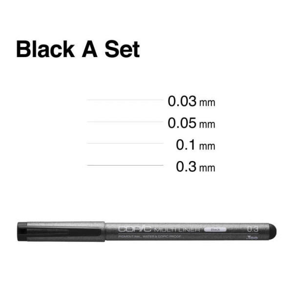 Multiliner Black 4-Pen Set - FINE
