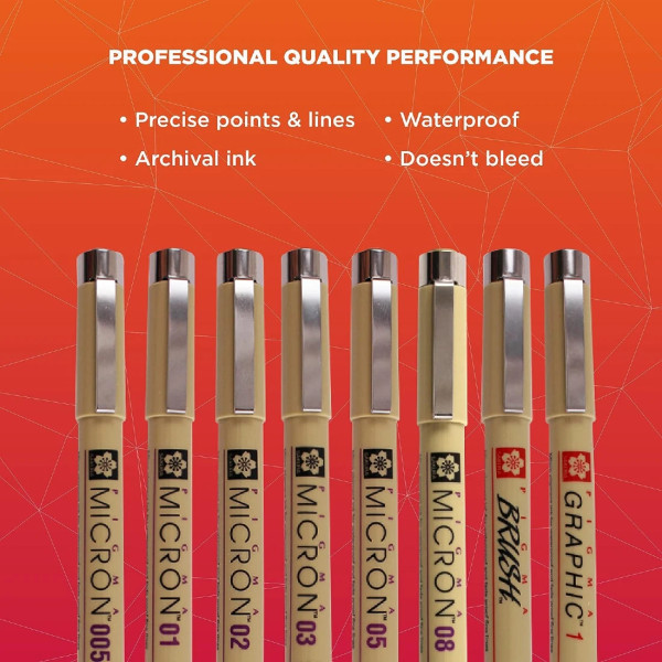 Pigma Micron 8-Pen Set - Black