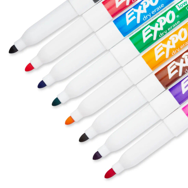Low Odor Dry Erase Markers - Fine Tip - Set of 8